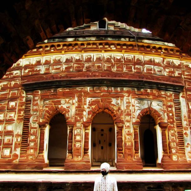 Jor Bangla Temple is an opulent terracotta structure