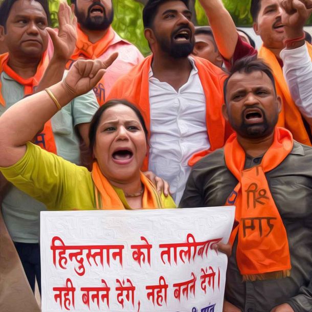 Bajrang Dal and Vishwa Hindu Parishad protested at Jantar Mantar in New Delhi against Kishan Lal's murder.