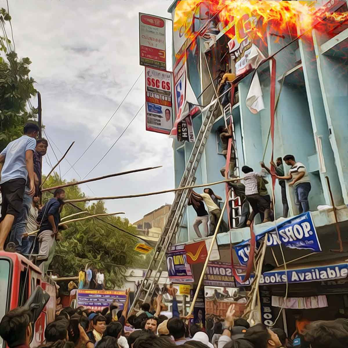 Students rappel down to escape fire at coaching centre in Delhi’s Mukherjee Nagar