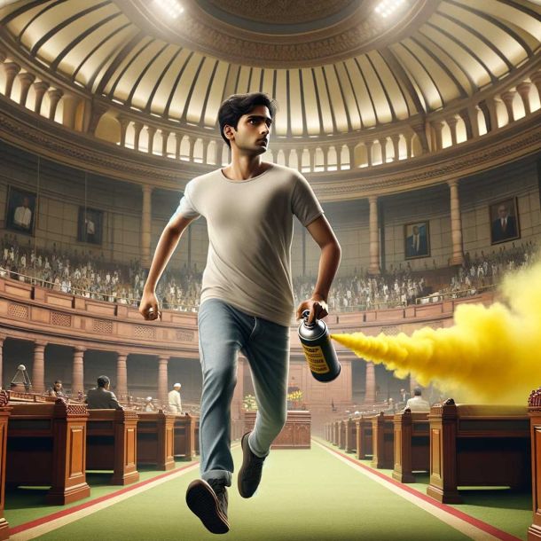 Security breach in Parliament: Two men jump into Lok Sabha from visitors’ gallery and release yellow smoke, detained