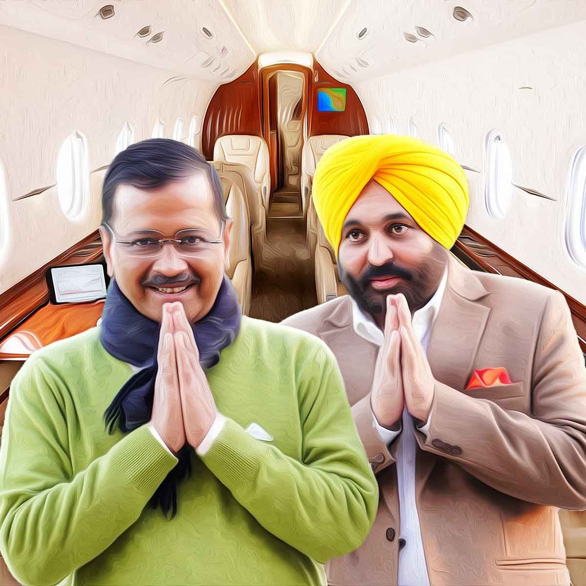 Punjab govt spent Rs 45 lakh on a chartered flight for Bhagwant Mann and Arvind Kejriwal’s trip to Gujarat